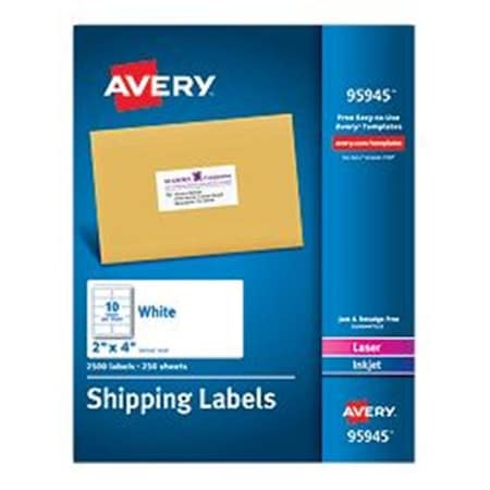 AVERY DENNISON Avery-Dennison 95945 White Shipping Labels; Laser or Inkjet; White - 2 x 4 in. 95945